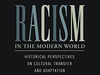 Book Cover. Black background. Blue and Light Yellow Letters. Racism in the Modern World